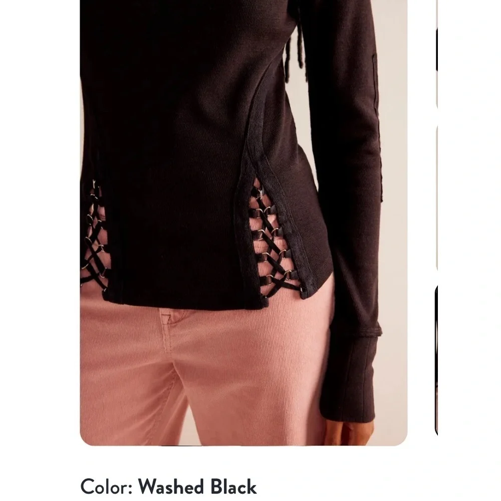 Free People Laced Up Layering Top Size Large NWT